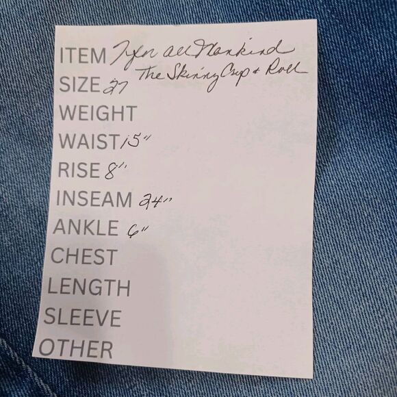 7 for All Mankind Size 27 THE SKINNY CROP & ROLL Medium Wash Cuffed Denim Jeans - Picture 7 of 7